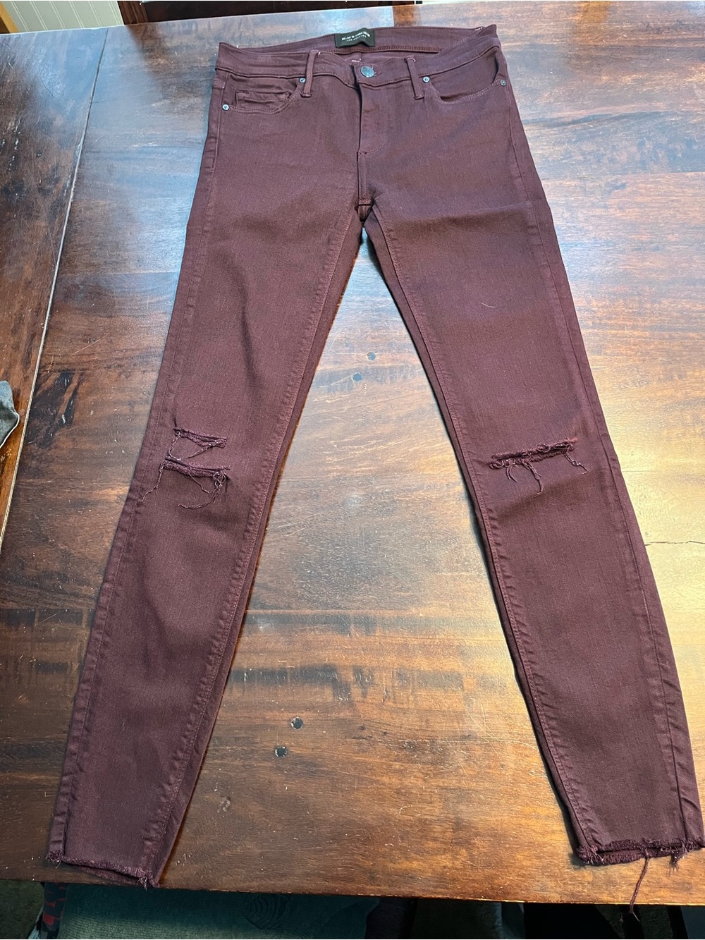 Black Orchid Wine Skinny Jeans with Knee Distress